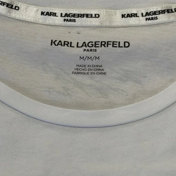Karl Lagerfeld White C'est La Vie Tee - Picture 2 of 10